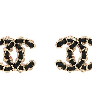 CHANEL Interlocking Black, Gold and Pink Earrings